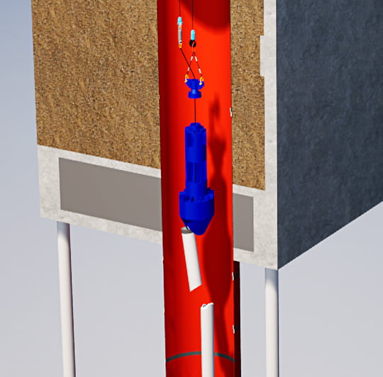 CG：地中障害撤去を伴う新設杭打設工事（拡大）